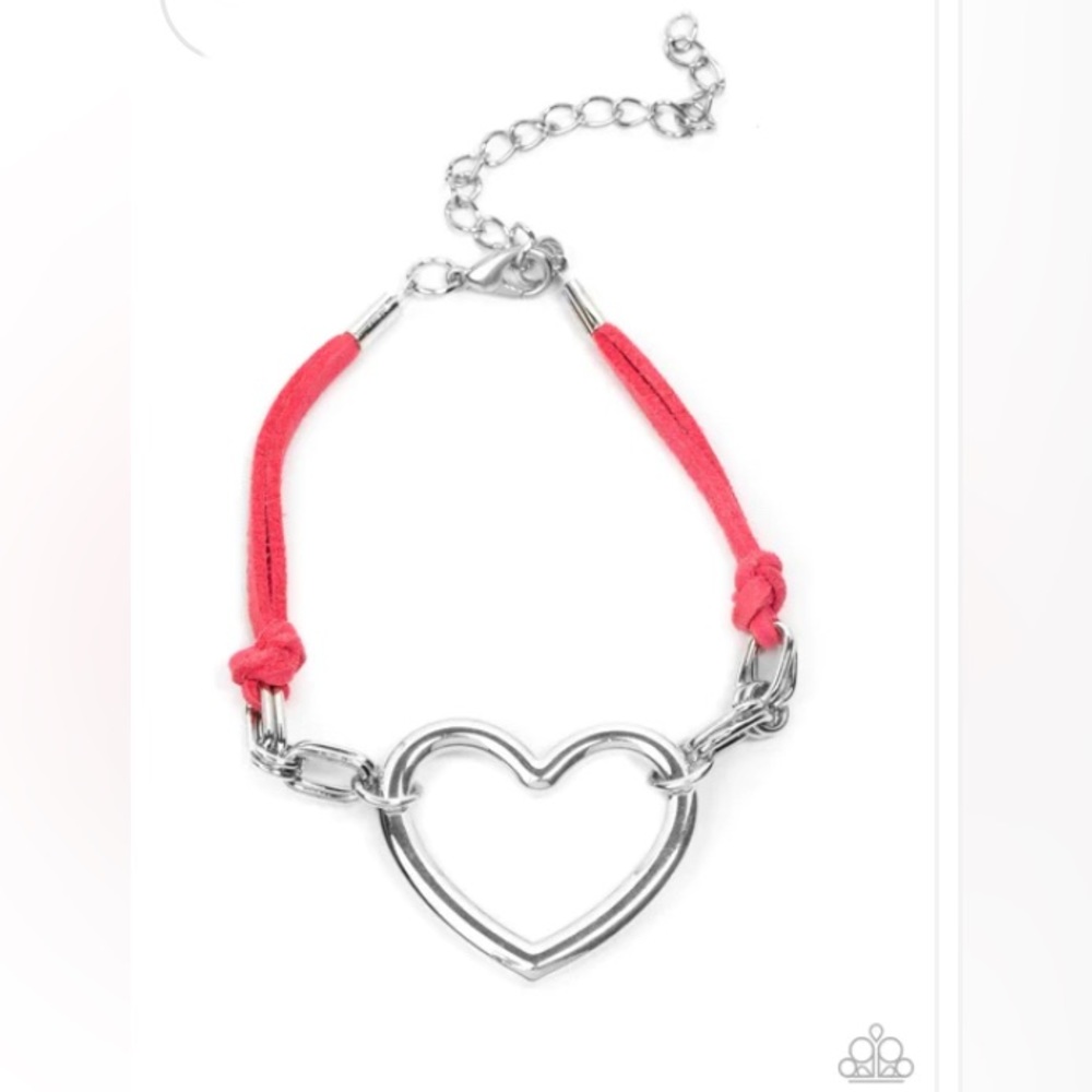 New pink suede with silver heart clasp bracelet